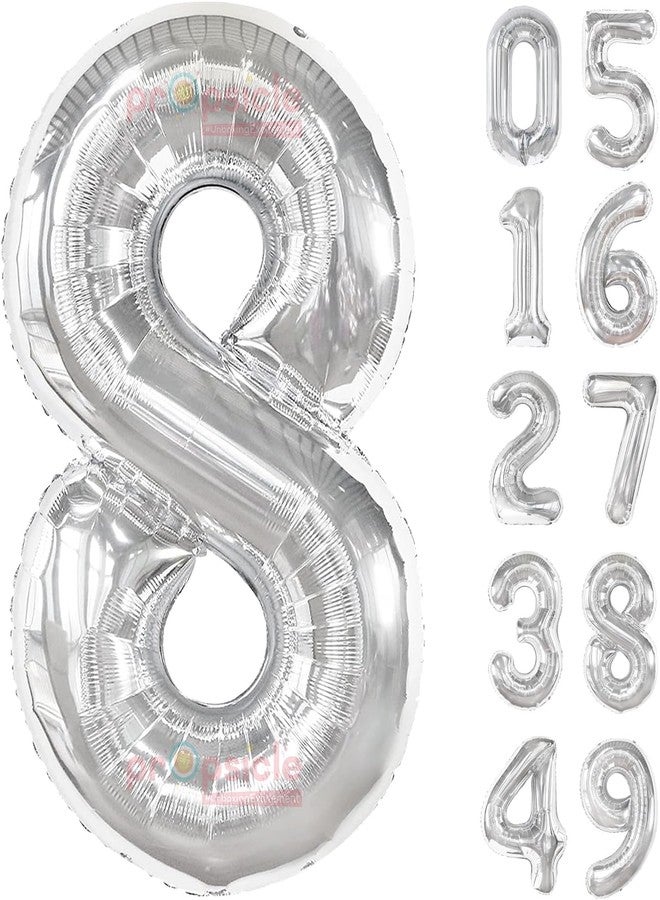 Propsicle 16 inch Birthday Foil 8 Number Helium Balloon Party Decoration Silver Pack of 1 | 8 Year No. Balloons Birthday/Anniversary | Eight Number - Image 1